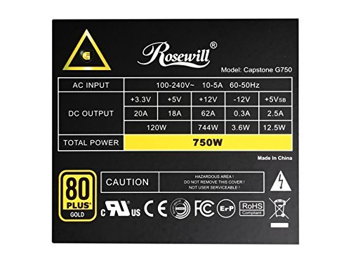 Rosewill Capstone G750 750 W 80+ Gold Certified Semi-modular ATX Power Supply