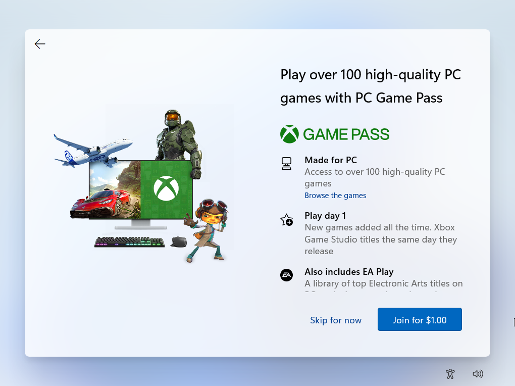 Windows also offers a paid subscription for Xbox Game Pass at 1$ in select regions