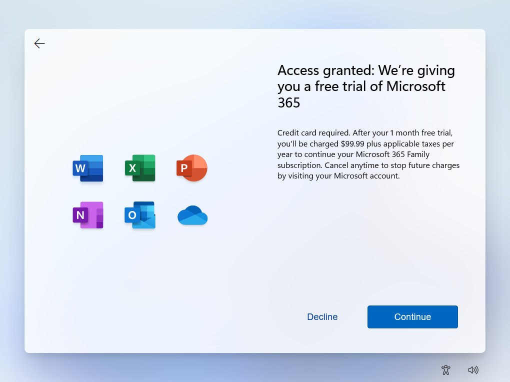 Windows may try to offer you a one-month free trial for Office apps with Microsoft 365