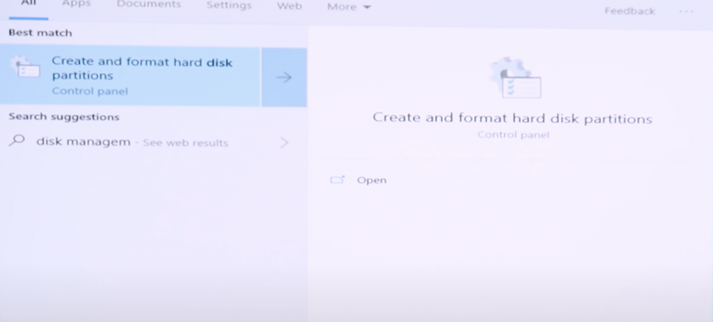 Head over to the “Disk Management” section if you are on Windows